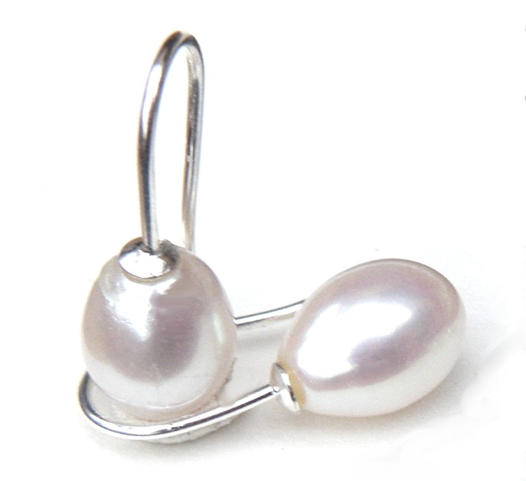 White AA+ Drop Pearls on Silver